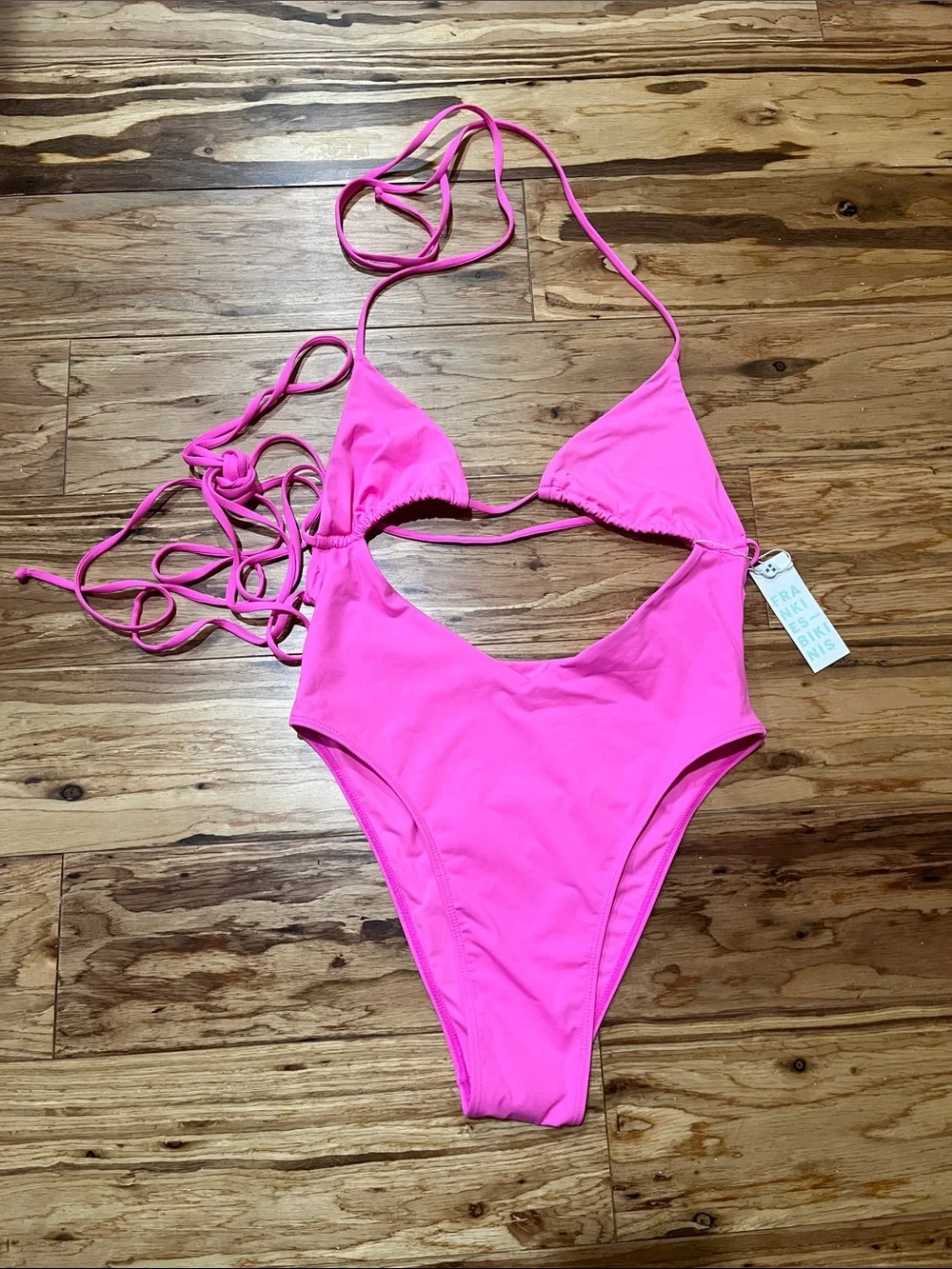 Frankies Bikinis Gemma Hot Pink Wrap-Style One-Piece Swimsuit Size Small NEW